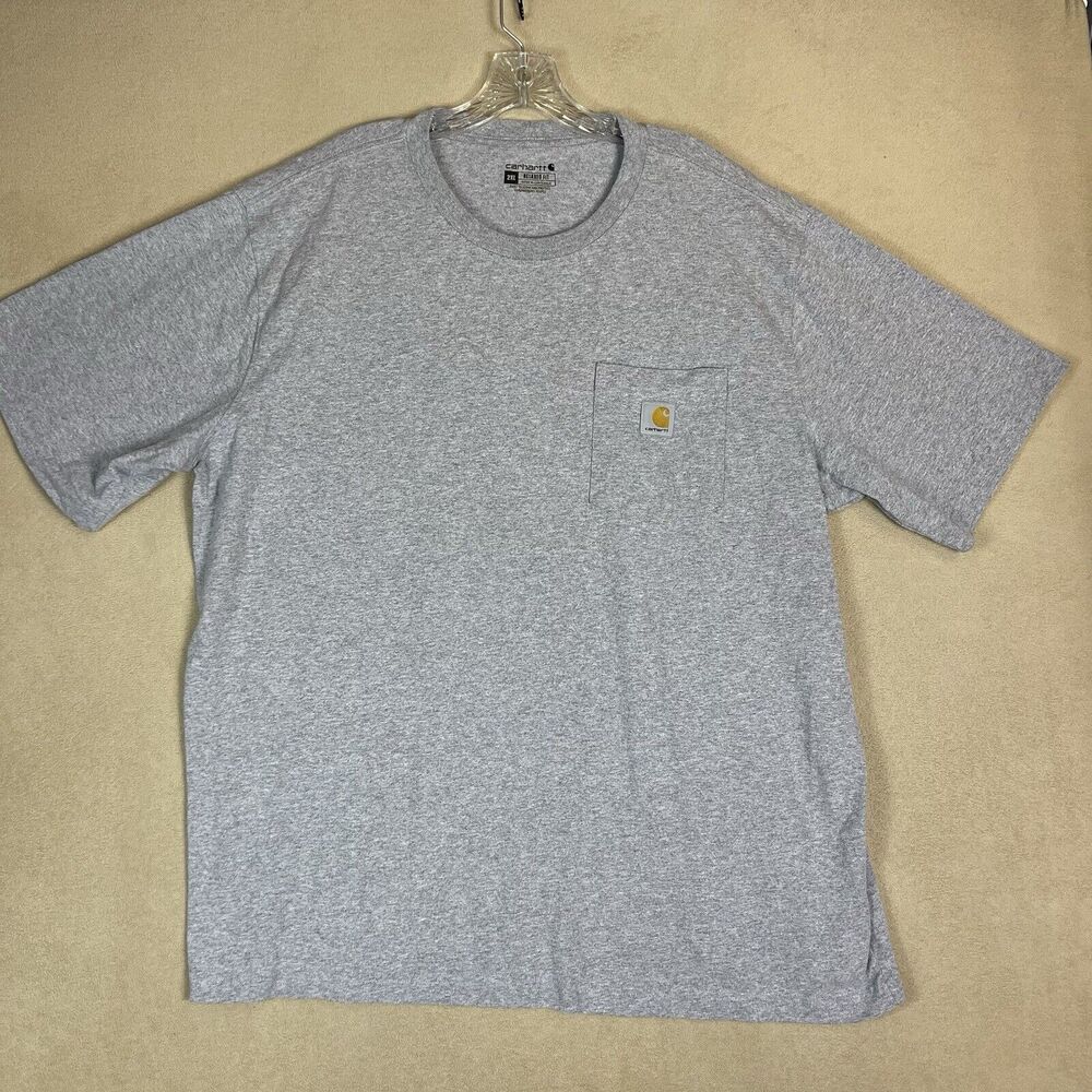Carhartt Shirt Mens 2XL Gray Relaxed Fit Short Sleeve Chest Pocket Work Wear